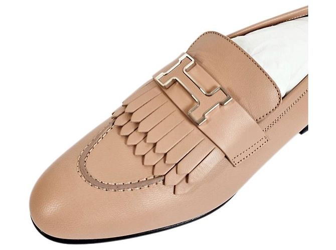 Hermès Mocassini da donna con fibbia e frange Beige Perlino - vista 10