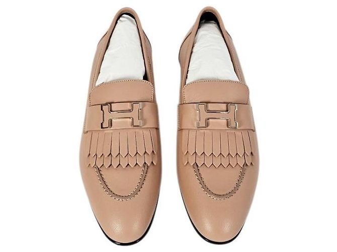 Hermès Mocassini da donna con fibbia e frange Beige Perlino - vista 7