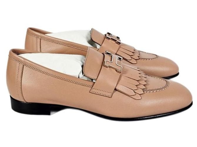 Hermès Mocassini da donna con fibbia e frange Beige Perlino - vista 9