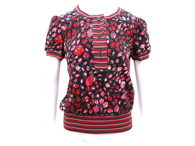 Kenzo Kurzarm-Strickoberteil mit Rosendetail - Ansicht 9