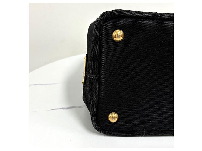 Prada Borsa Tote in Tela Borsa a Spalla Nera - vista 11