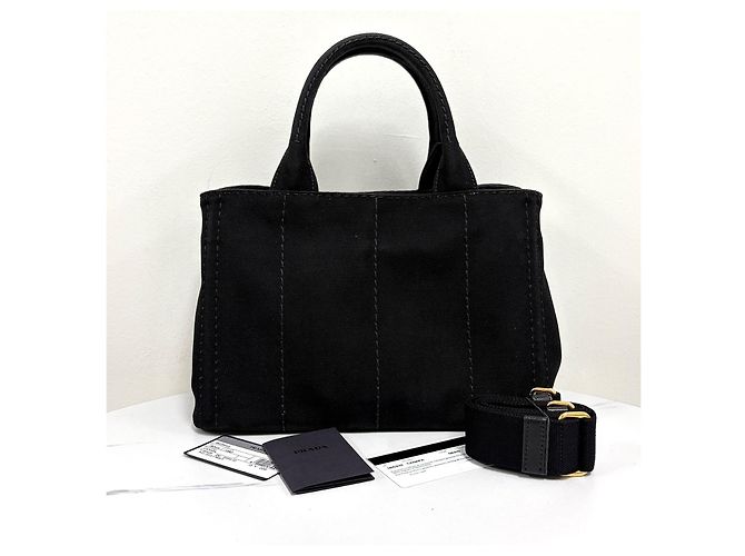 Prada Borsa Tote in Tela Borsa a Spalla Nera - vista 4