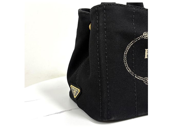 Prada Borsa Tote in Tela Borsa a Spalla Nera - vista 9