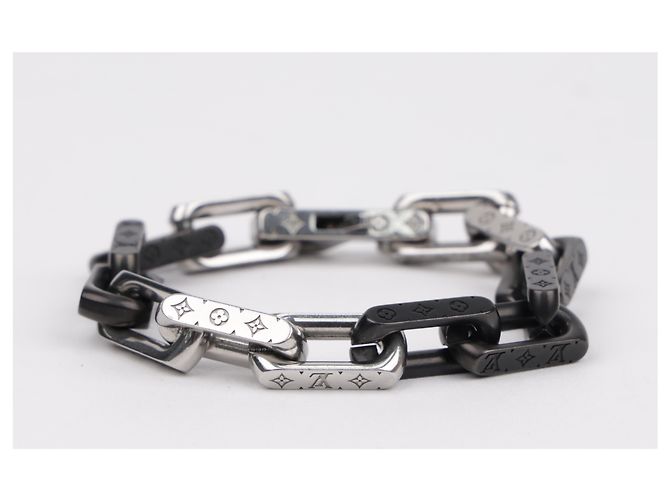 Louis Vuitton Bracciale a catena Monogram Nero Argento - vista 2