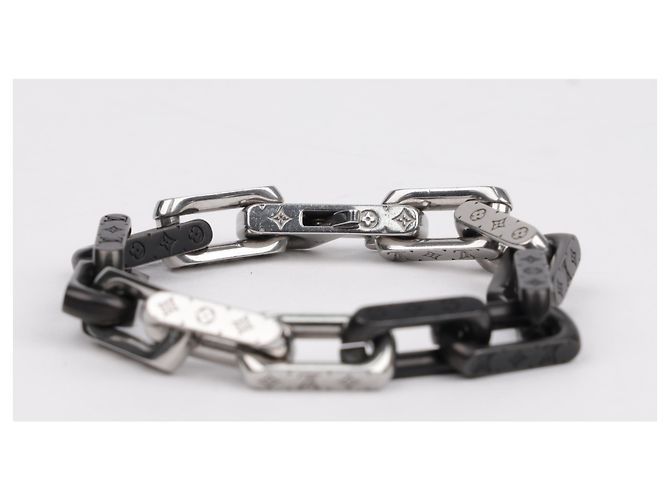 Louis Vuitton Bracciale a catena Monogram Nero Argento - vista 3