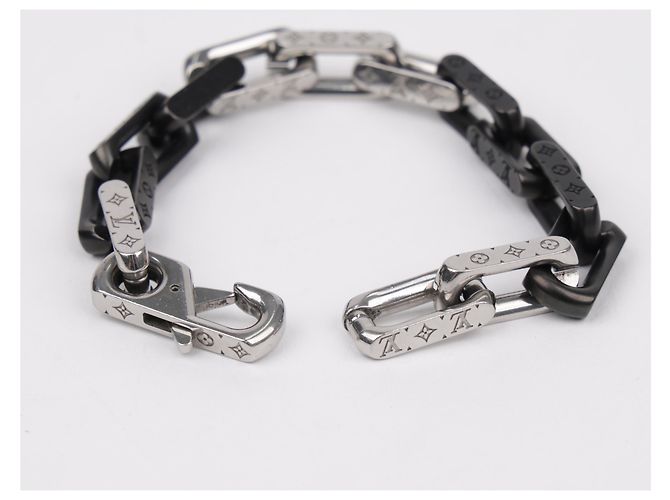 Louis Vuitton Bracciale a catena Monogram Nero Argento - vista 4