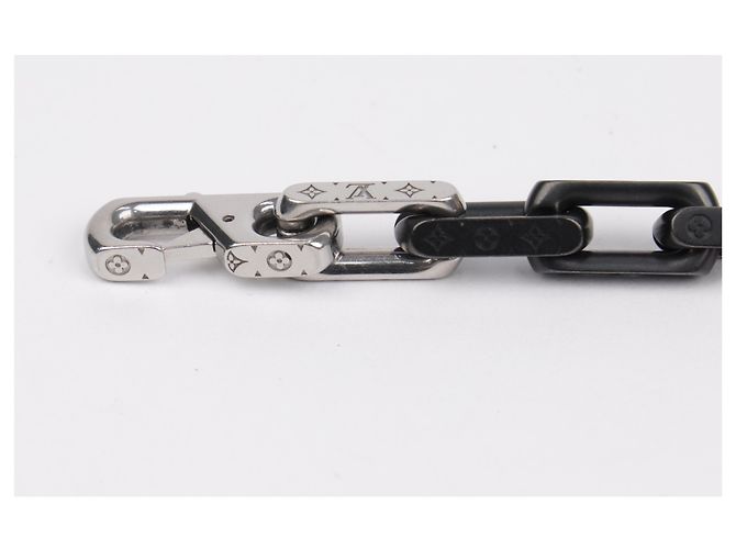 Louis Vuitton Bracciale a catena Monogram Nero Argento - vista 5