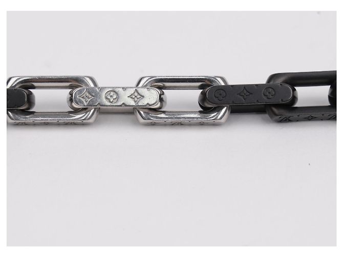 Louis Vuitton Bracciale a catena Monogram Nero Argento - vista 6