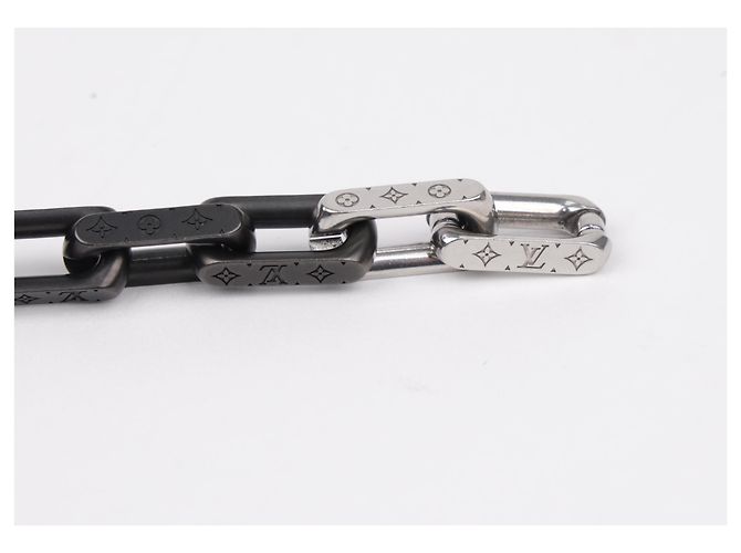 Louis Vuitton Bracciale a catena Monogram Nero Argento - vista 7
