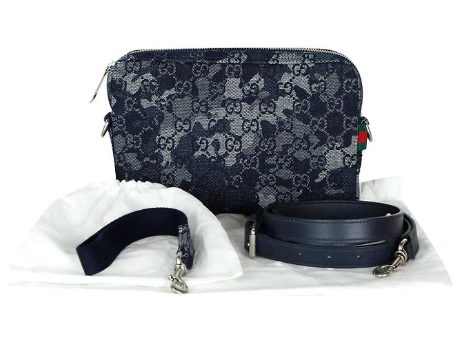 Borsa a tracolla Gucci Denim blu in pelle - vista 6