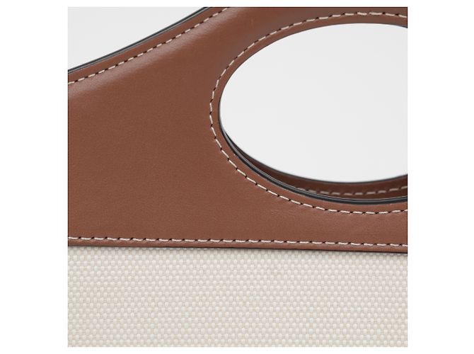 Burberry Mini-Canvas-Ledertote aus zwei Farben - Ansicht 5