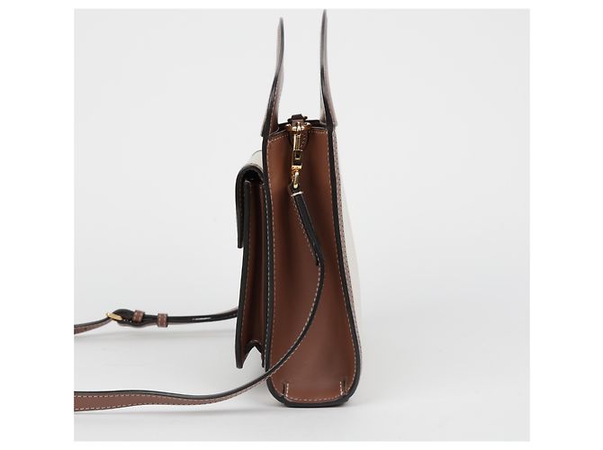 Burberry Mini-Canvas-Ledertote aus zwei Farben - Ansicht 6