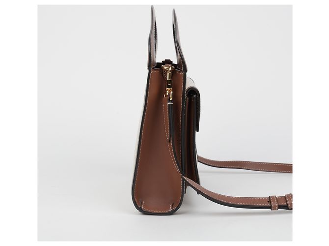 Burberry Mini-Canvas-Ledertote aus zwei Farben - Ansicht 7