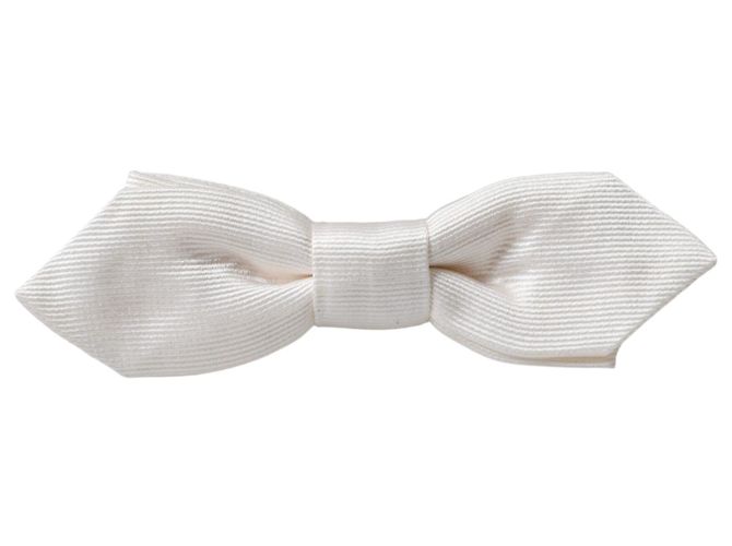 Dolce & Gabbana Papillon regolabile in seta bianca da uomo - vista 3