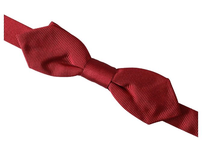 Dolce & Gabbana Papillon da uomo in jacquard di seta rossa con collo regolabile - vista 2