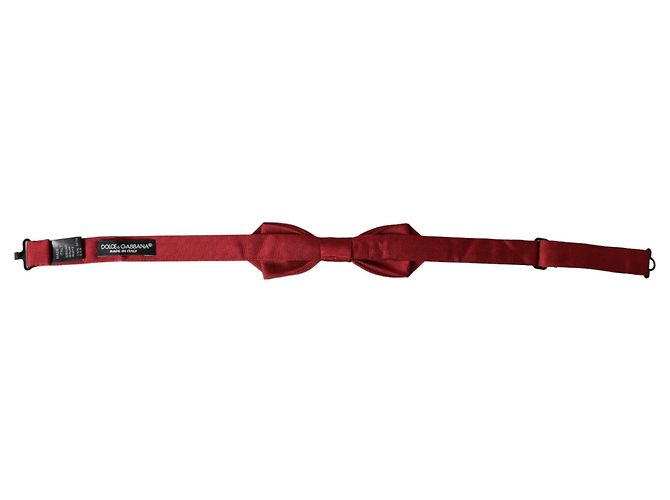 Dolce & Gabbana Papillon da uomo in jacquard di seta rossa con collo regolabile - vista 3