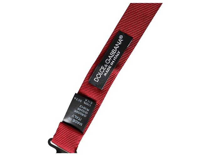 Dolce & Gabbana Papillon da uomo in jacquard di seta rossa con collo regolabile - vista 4