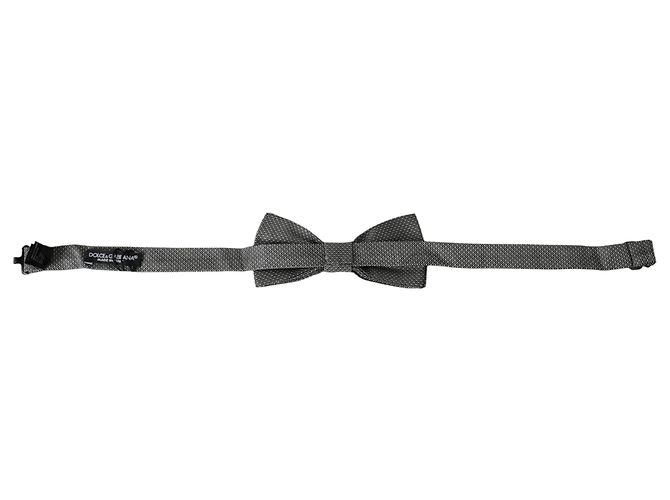 Dolce & Gabbana Gray Silk Patterned Adjustable Neck Men Bow Tie - view 4