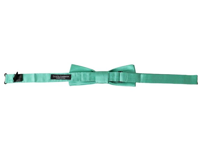 Dolce & Gabbana Papillon da uomo in seta verde menta con collo regolabile - vista 3