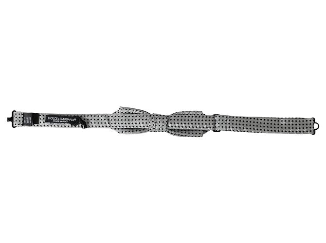Dolce & Gabbana Gray Silk Polka Dot Adjustable Neck Men Papillon Bow Tie - view 4