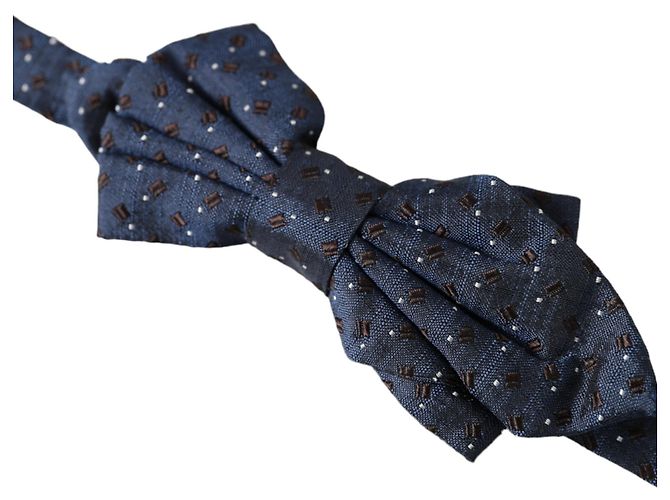 Dolce & Gabbana Navy Blue Silk Patterned Adjustable Men Papillon Bow Tie - view 2