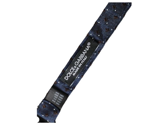 Dolce & Gabbana Navy Blue Silk Patterned Adjustable Men Papillon Bow Tie - view 5