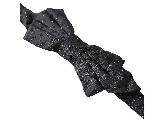 Dolce & Gabbana Verstellbare Herren-Fliege aus schwarzer gemusterter Seide - Ansicht 2