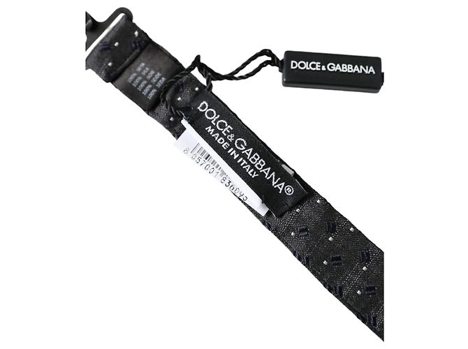 Dolce & Gabbana Verstellbare Herren-Fliege aus schwarzer gemusterter Seide - Ansicht 4