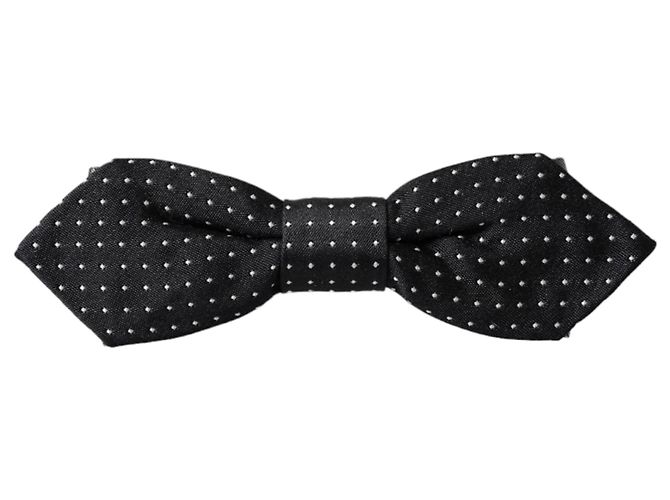Dolce & Gabbana Papillon regolabile da uomo in seta a pois grigio scuro - vista 5