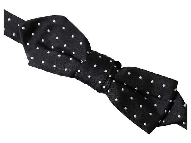 Dolce & Gabbana Papillon per uomo in seta nera a pois con collo regolabile - vista 2
