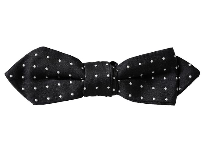 Dolce & Gabbana Papillon per uomo in seta nera a pois con collo regolabile - vista 5