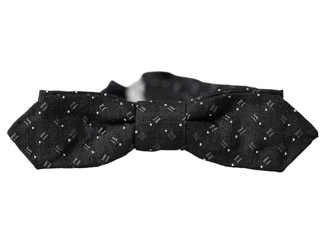 Dolce & Gabbana Verstellbare Herren-Fliege aus schwarzer gemusterter Seide - Ansicht 3