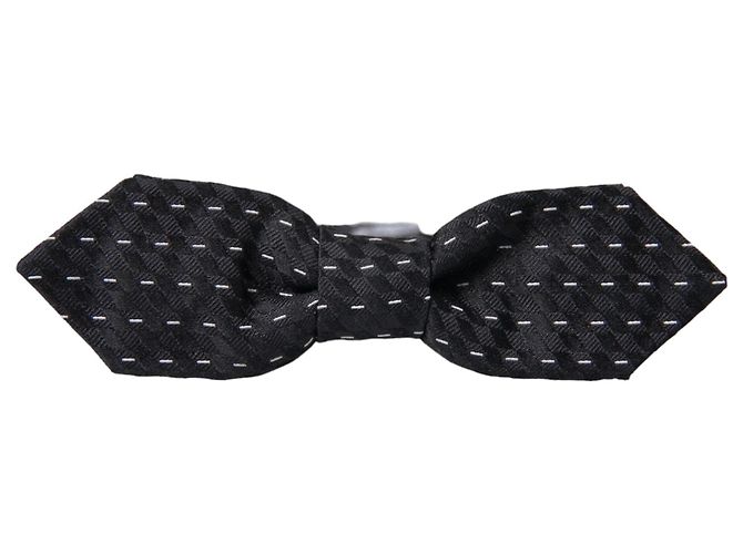 Dolce & Gabbana Papillon in seta da uomo grigio scuro con cuciture bianche - vista 3