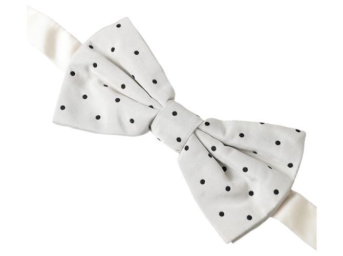 Dolce & Gabbana Papillon da uomo in poliestere a pois grigio e nero - vista 2