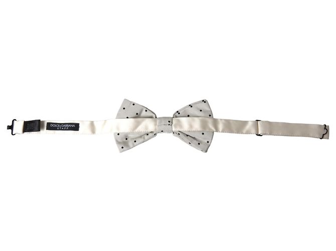 Dolce & Gabbana Papillon da uomo in poliestere a pois grigio e nero - vista 3
