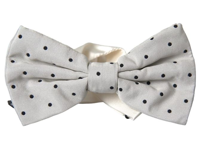 Dolce & Gabbana Papillon da uomo in poliestere a pois grigio e nero - vista 5