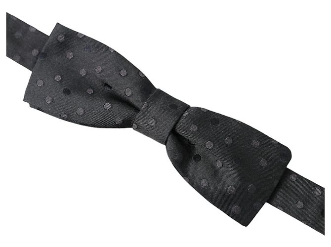 Dolce & Gabbana Papillon per uomo in seta grigio a pois con collo regolabile - vista 2