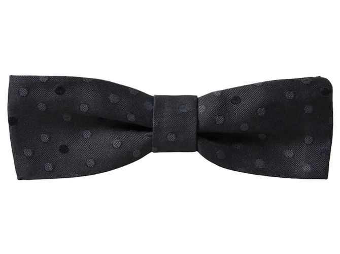 Dolce & Gabbana Papillon per uomo in seta grigio a pois con collo regolabile - vista 4