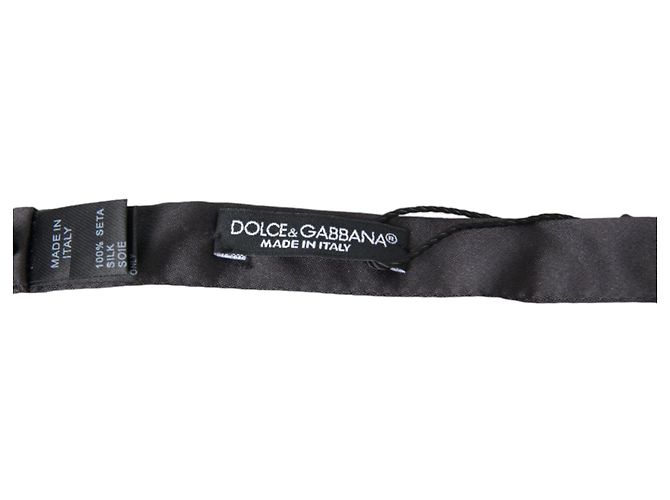 Dolce & Gabbana Papillon regolabile in seta grigio scuro da uomo - vista 3