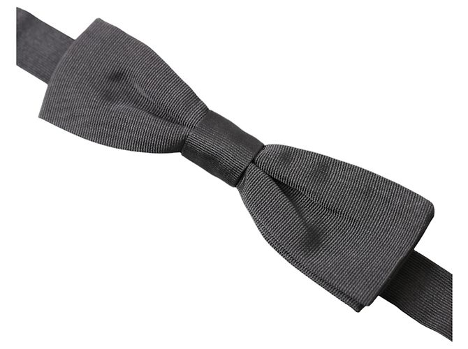 Dolce & Gabbana Papillon da uomo in seta grigio scuro con collo regolabile - vista 2