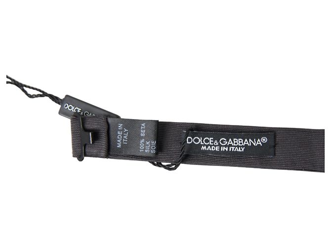 Dolce & Gabbana Papillon da uomo in seta grigio scuro con collo regolabile - vista 3