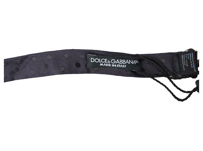 Dolce & Gabbana Papillon per uomo in seta blu a pois con collo regolabile - vista 3