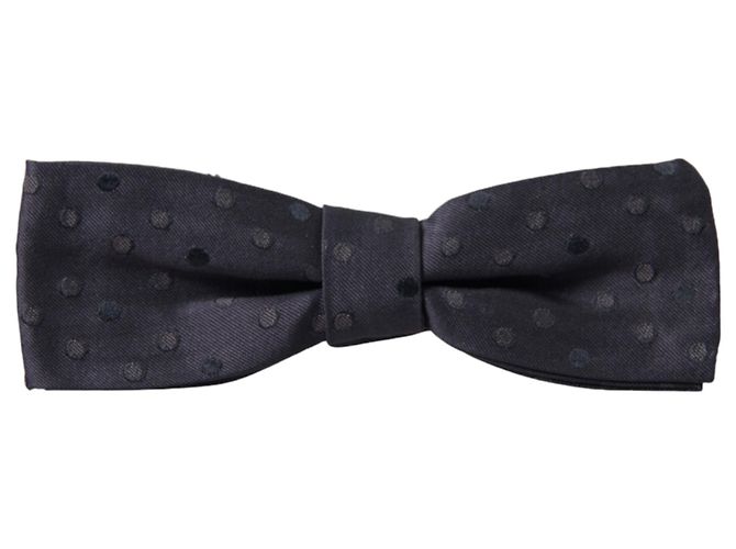Dolce & Gabbana Papillon per uomo in seta blu a pois con collo regolabile - vista 4
