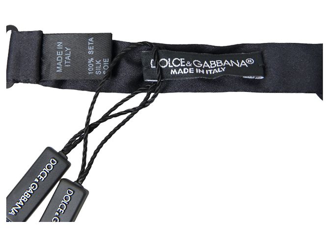 Dolce & Gabbana Papillon da uomo in raso di seta blu scuro con collo regolabile - vista 3