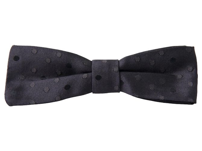Dolce & Gabbana Papillon da uomo in seta blu a pois con collo regolabile - vista 3
