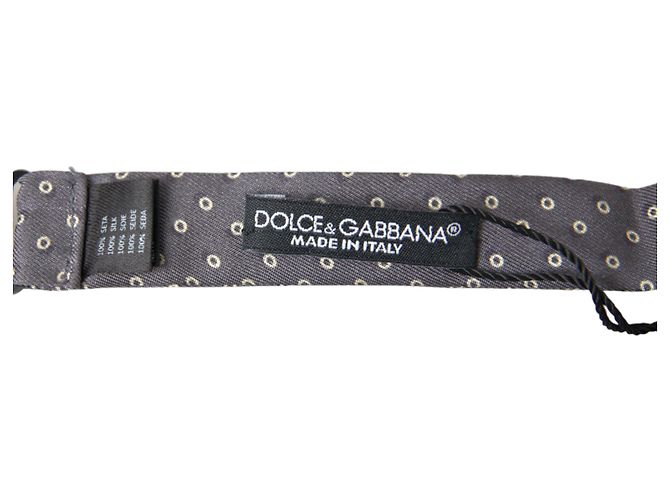 Dolce & Gabbana Papillon regolabile in seta a pois grigi - vista 3