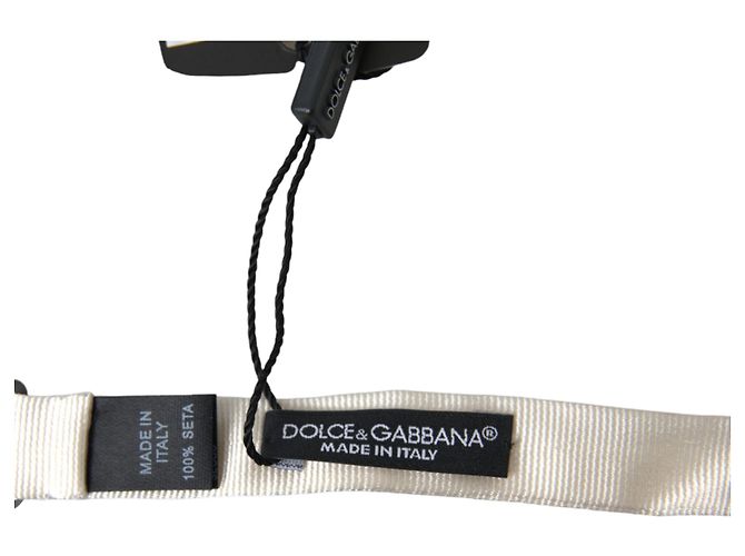 Dolce & Gabbana Papillon Slim Regolabile in Seta Bianca - vista 2