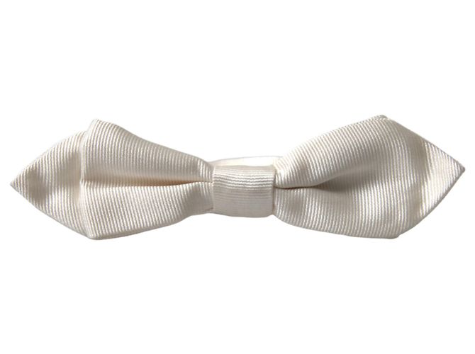 Dolce & Gabbana Papillon Slim Regolabile in Seta Bianca - vista 3