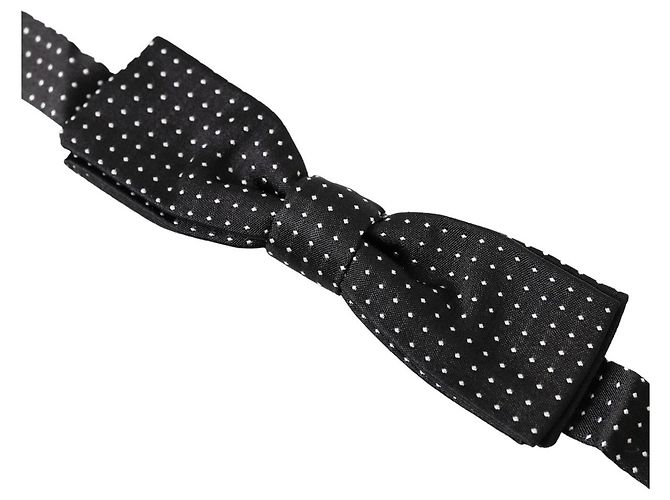 Dolce & Gabbana Papillon regolabile in seta a pois neri da uomo - vista 2