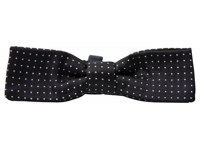 Dolce & Gabbana Papillon regolabile in seta a pois neri da uomo - vista 3